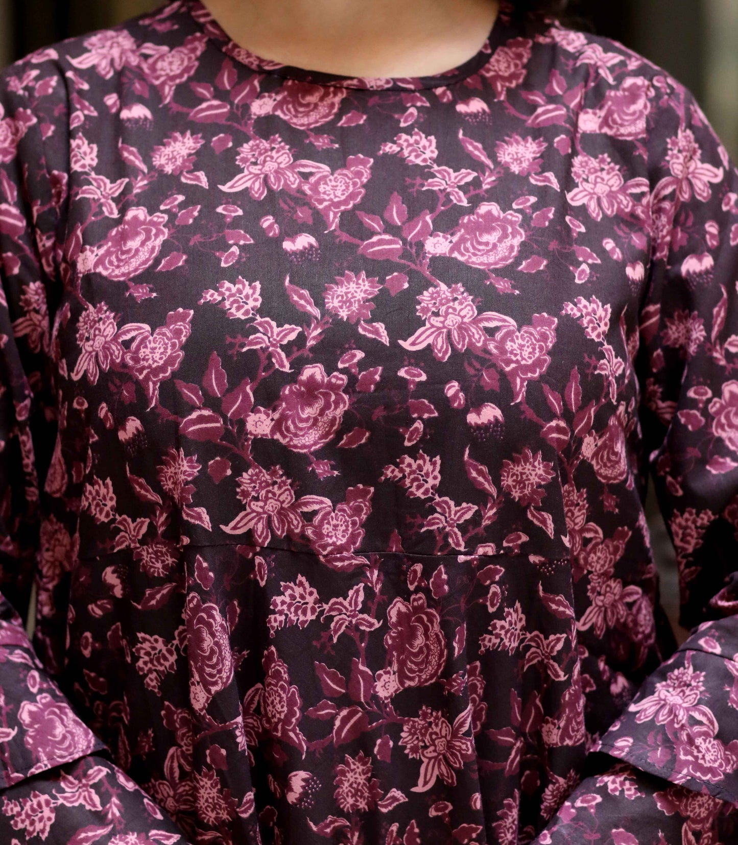 Women's Maroon Floral Bell Sleeves Anarkali Kurta - Miravan