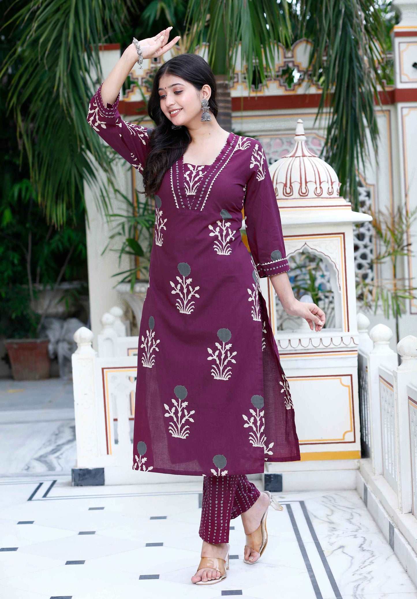 Women's Cotton Fabric Purple New Style Kurta With Palazzo - Miravan