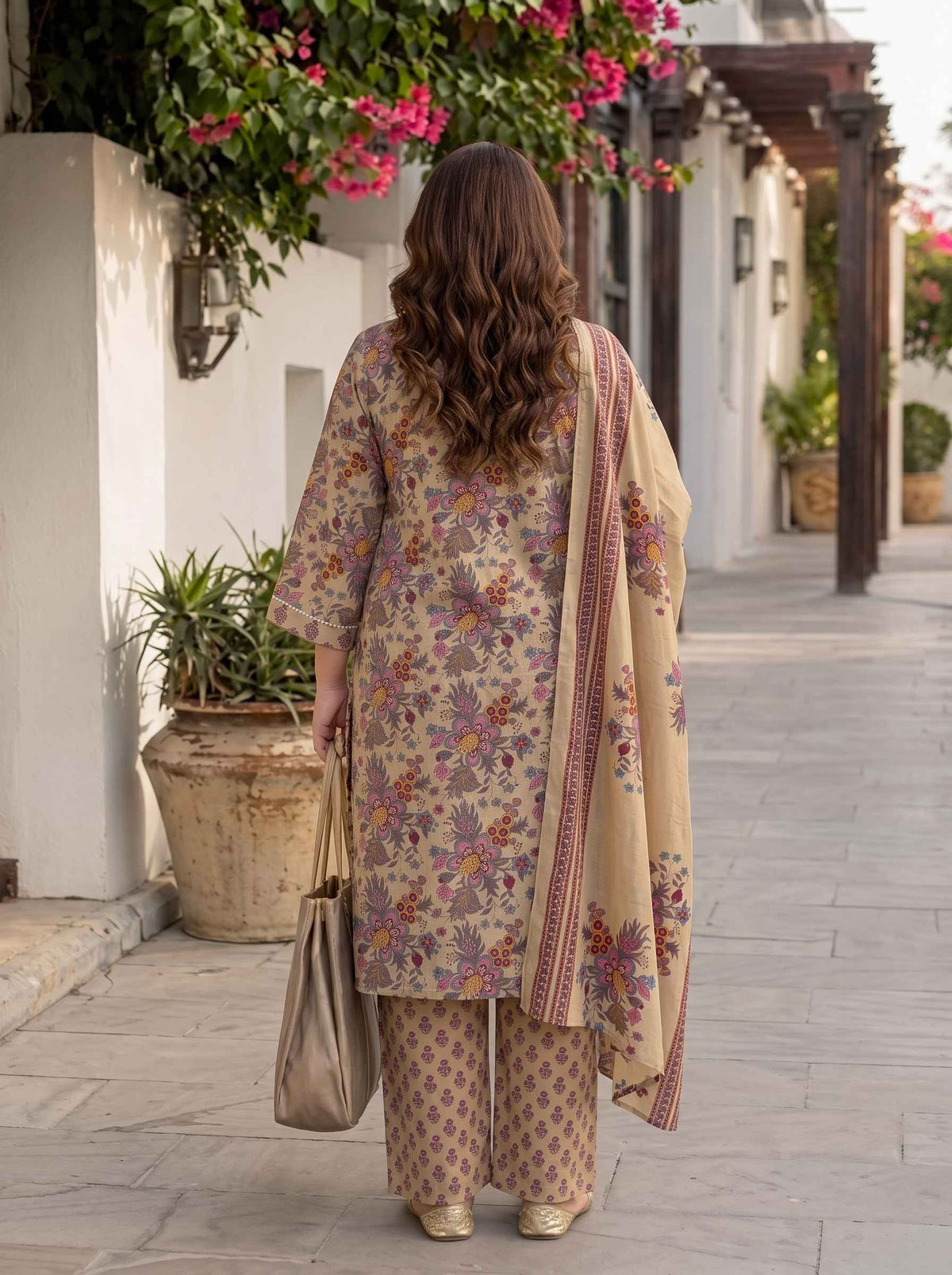 Miravan Womens Plus Size Multicolor Floral Printed Pure Cotton Kurta and Palazzo with Dupatta Set