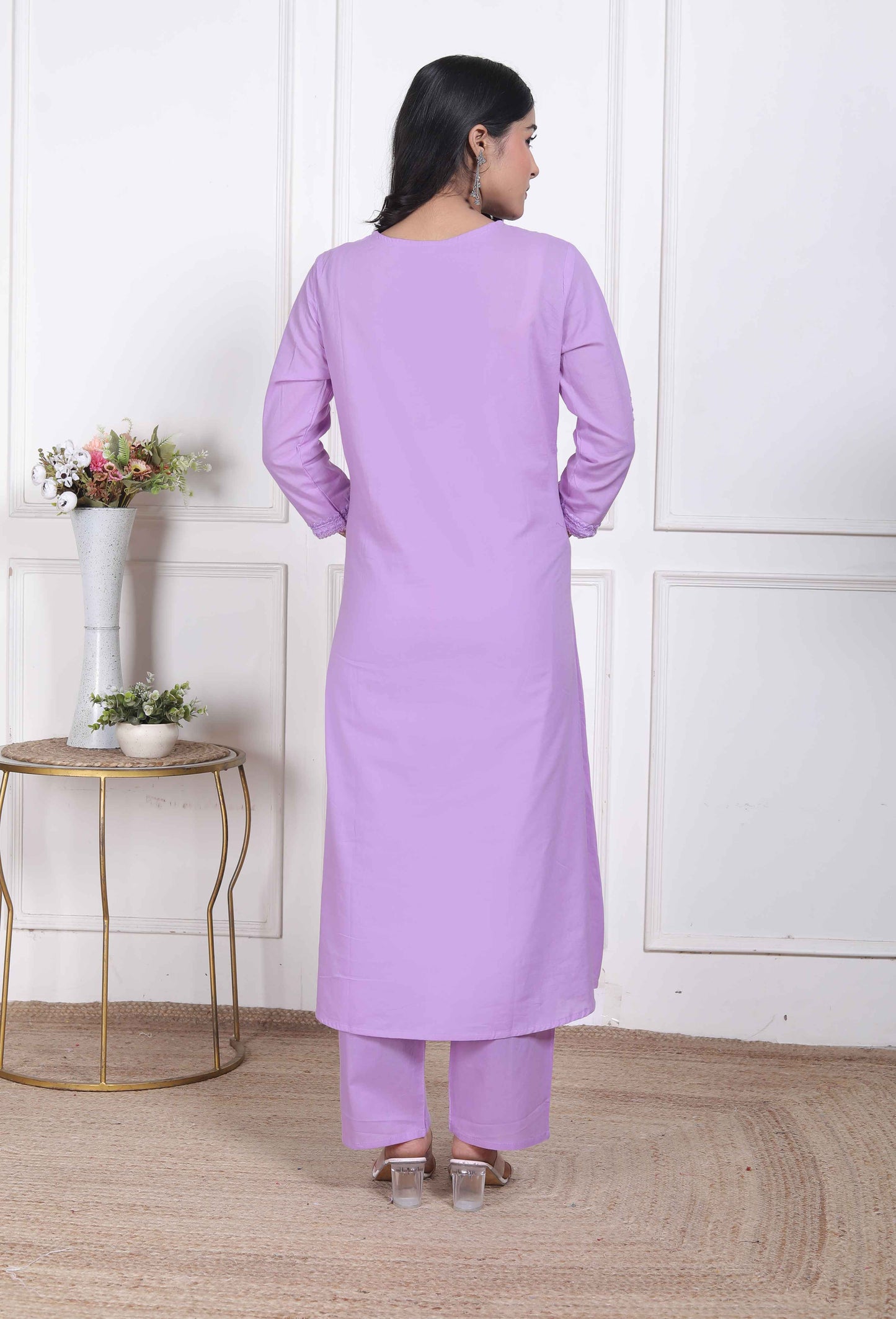 Miravan Womens Lavender Angrakha Kurta Set
