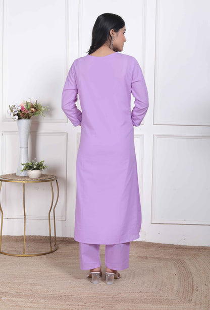 Miravan Womens Lavender Angrakha Kurta Set