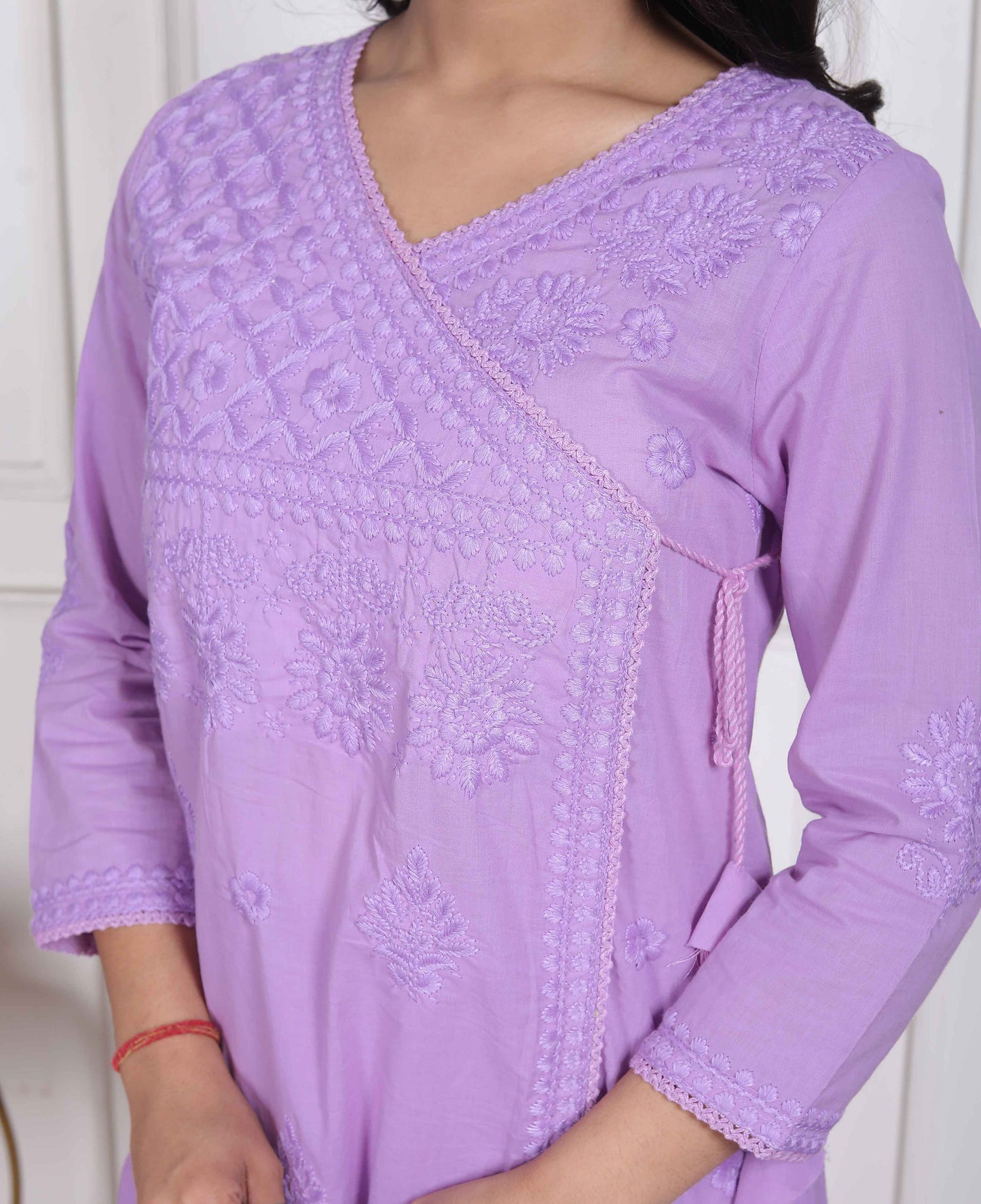 Miravan Womens Lavender Angrakha Kurta Set