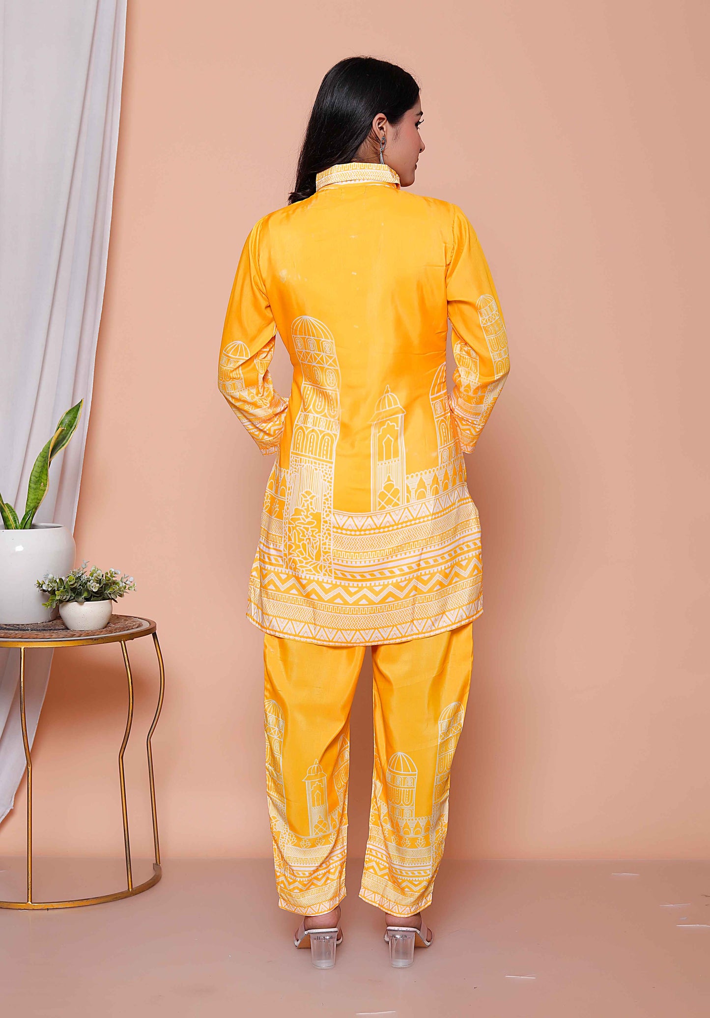 Miravan Womens yellow Digital Printed Co-ord Set