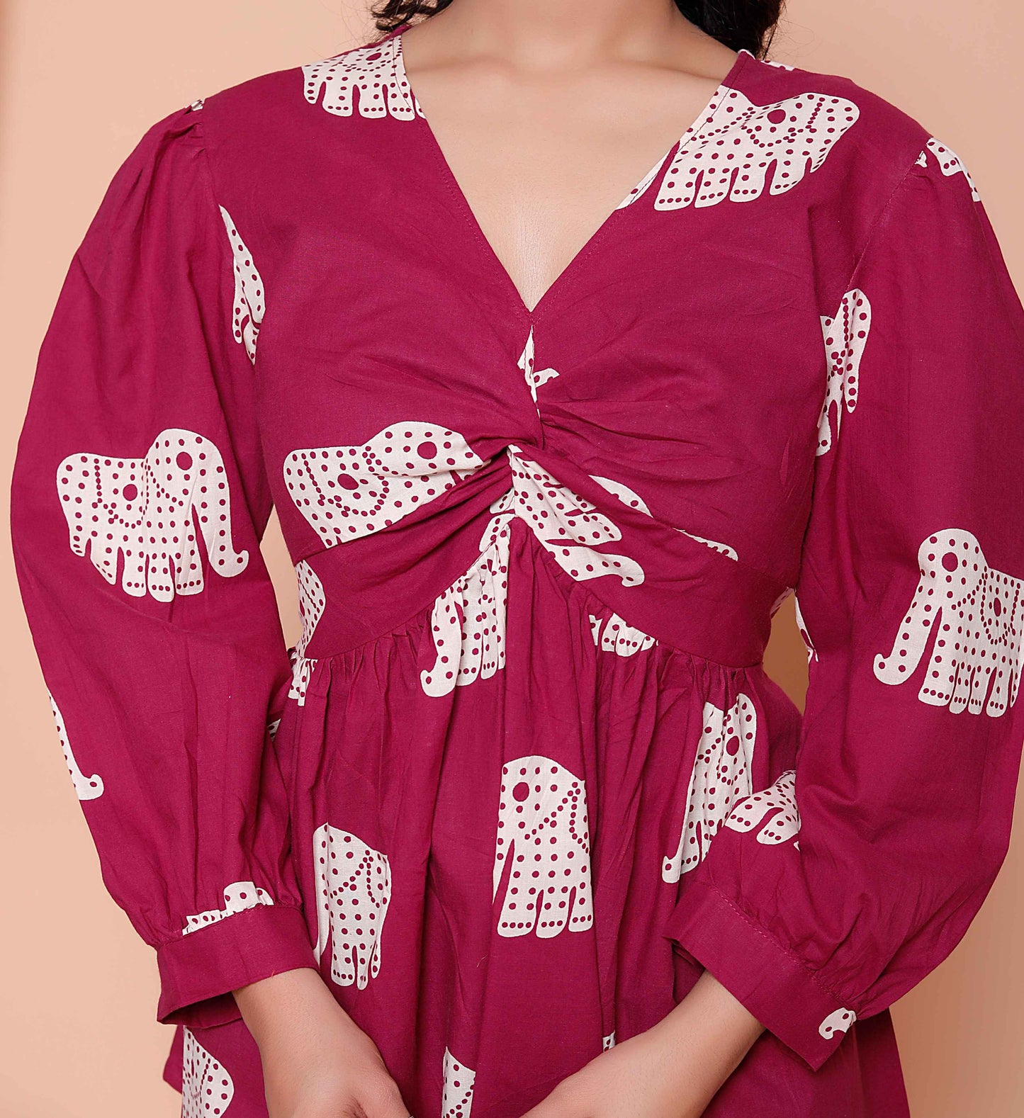 Miravan Womens Magenta Animal Print  Butterfly Top