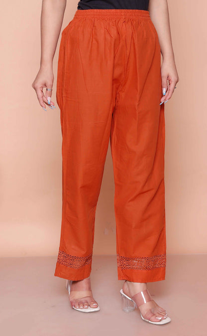 Miravan Womens Embroidered Cotton Kurta with palazzo & Dupatta Set