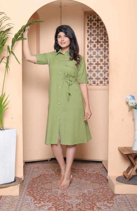 Miravan Womens Green Party Dress with Belt