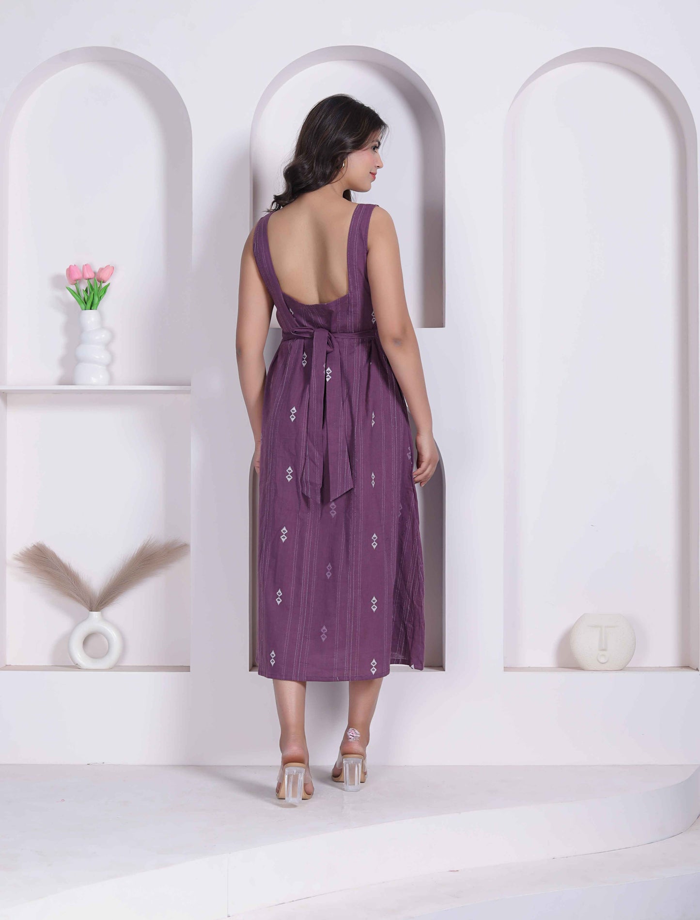 Miravan Womens Abstract Printed Wine A_line Maxi Dress