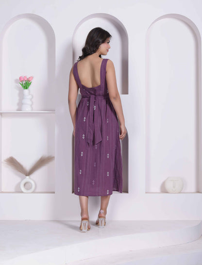 Miravan Womens Abstract Printed Wine A_line Maxi Dress
