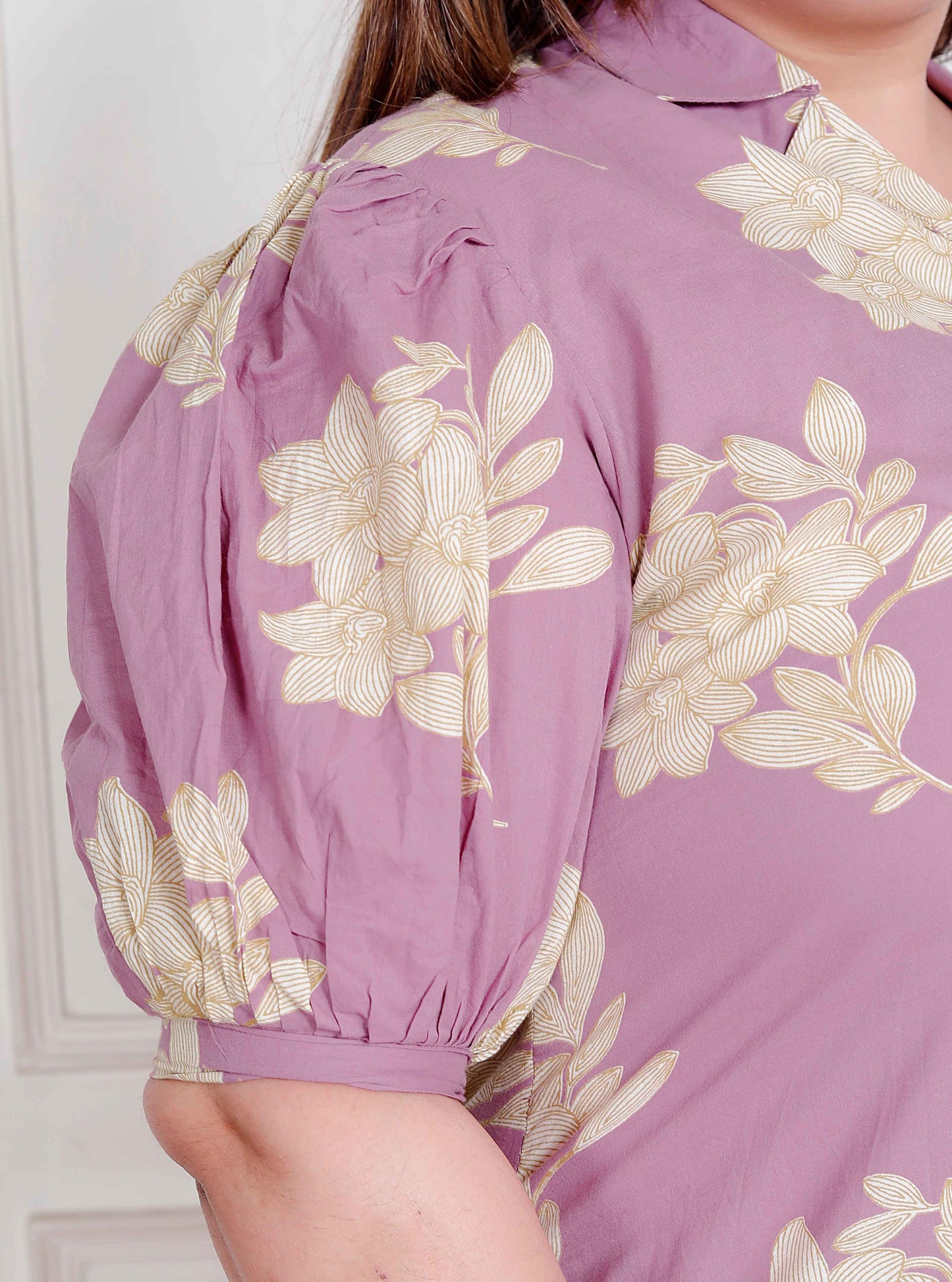 Miravan Plus Size Womens Lavender Floral printed A-Line Maxi Dress