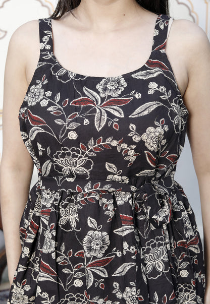 Miravan Womens Pure Cotton Floral Printed Noodle Straps Multi Western Top