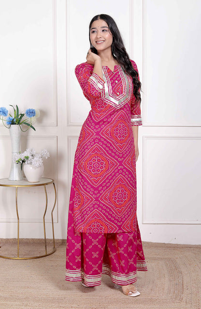 Miravan Women's Embellished ethnic cotton Kurta with palazzo