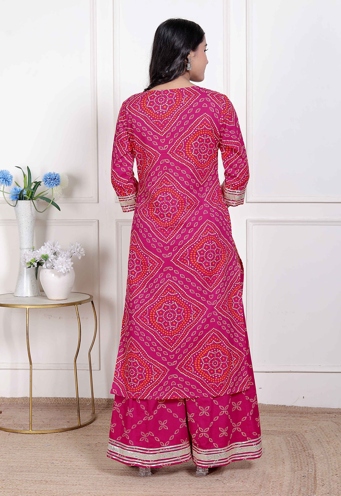 Miravan Women's Embellished ethnic cotton Kurta with palazzo