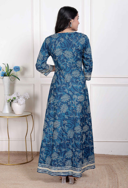 Miravan Women's Jashn Hand Block Printed ethnic anarkali kurta and dupatta