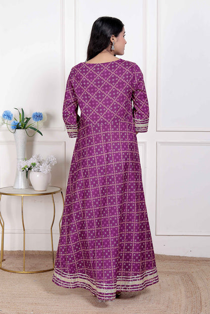 Miravan Women's Bandhani embroidred ethnic Anarkali Kurta and Dupatta