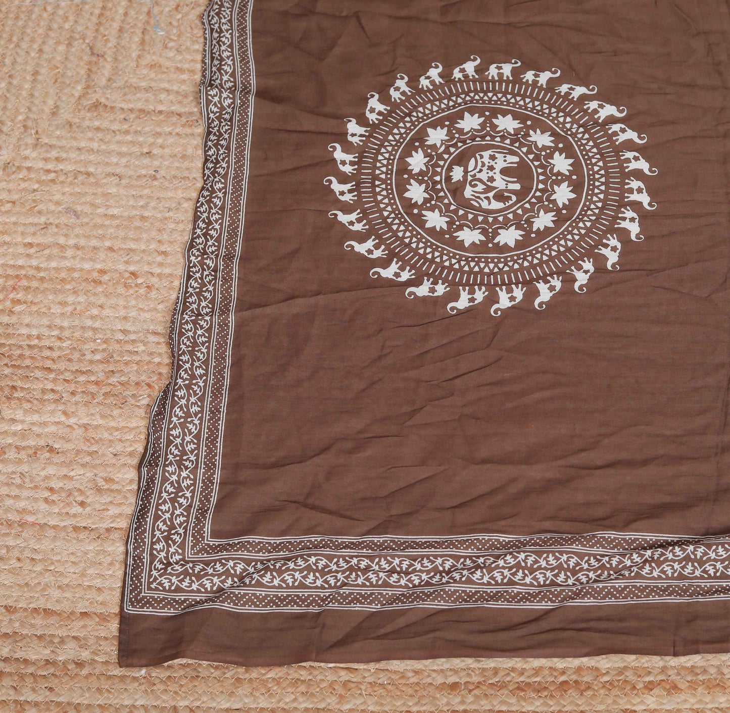 Miravan Womens Brown Animal Printed  Anarkali Kurta with Dupatta Set