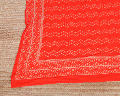 Miravan Womens Orange Floral Cotton Printed Anarkali Kurta wit Dupatta