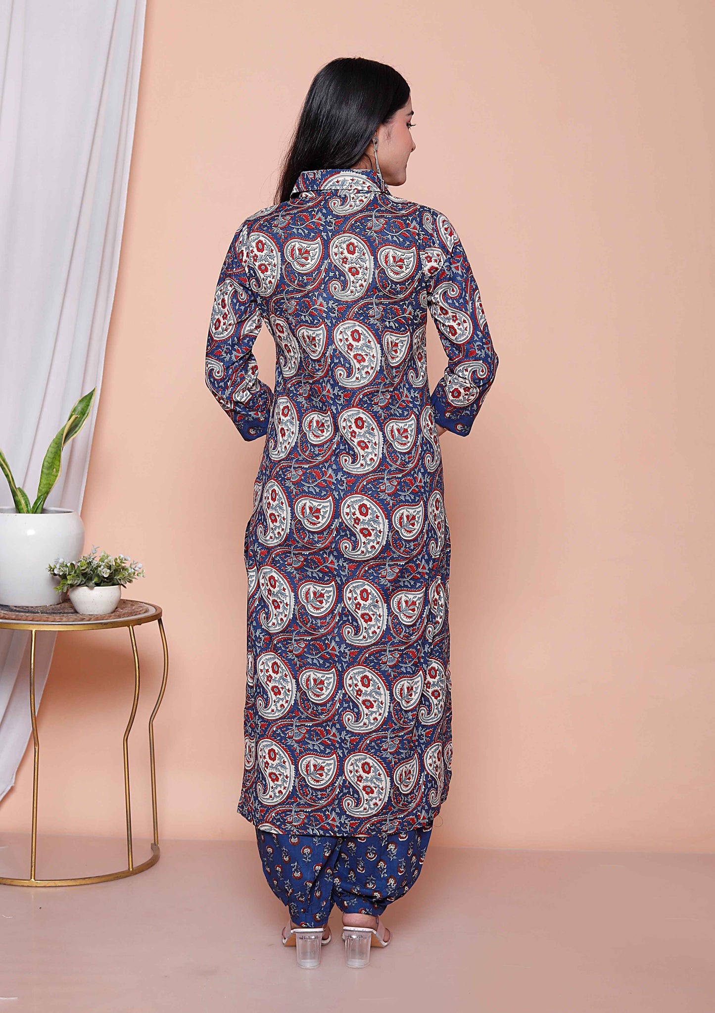 Miravan Womens Cotton Floral Printed Shirt-Collar Co-ord Set