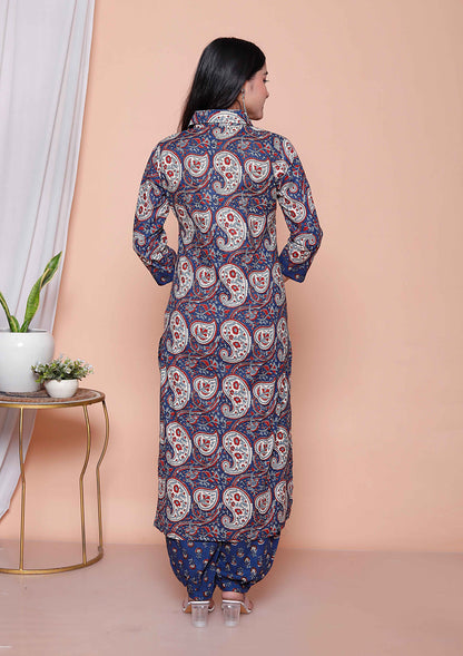 Miravan Womens Cotton Floral Printed Shirt-Collar Co-ord Set