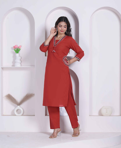 Miravan Womens Brown Straight Kurta Set