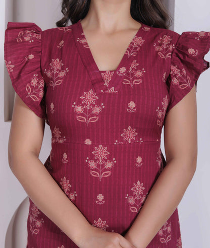 Miravan Women Empire Waist Maroon mini Length Dress