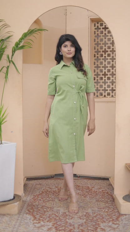 Miravan Womens Green Party Dress with Belt