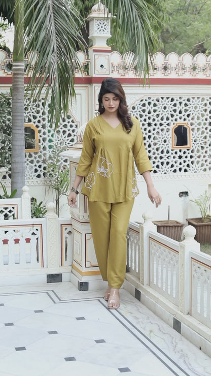 Women's Mehandi Solid Co-Ord Set - Miravan
